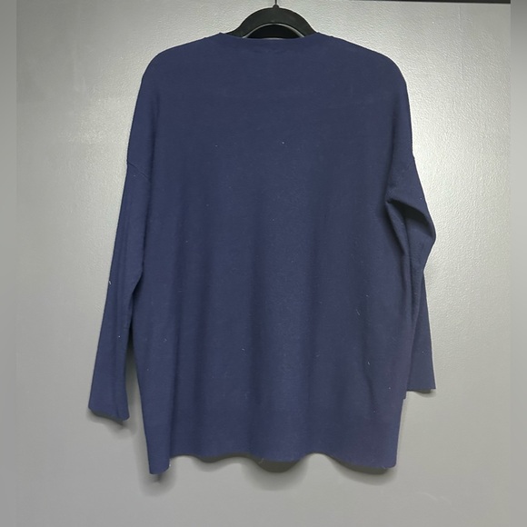 NWOT Eileen Fisher Crewneck high low wool sweater navy S - Picture 4 of 4